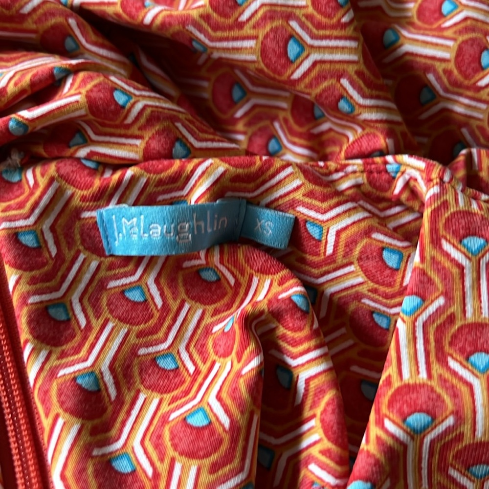 J.McLaughlin Catalina Orange Printed Faux Wrap Dress XS - Picture 3 of 5